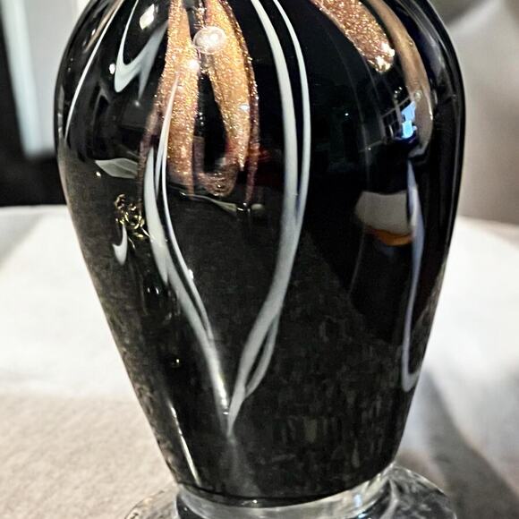 Art Glass Oil Diffuser-La Tee Da-Black Marble Urn-Fragrance Effusion Lamp Bottle - Picture 7 of 7
